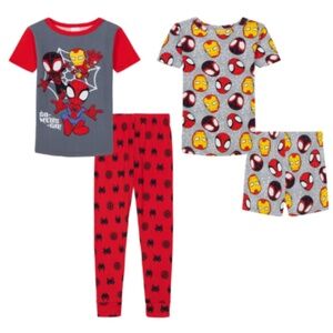 New NWT Spiderman 4 Piece Pajama Set Boys Kids Disney Gift